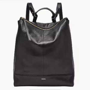 NWT Fossil Elina Convertible Black Leather Backpack
